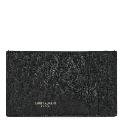 Saint Laurent Grain De Poudre Calfskin Uptown Card Holder Black 1 of 6