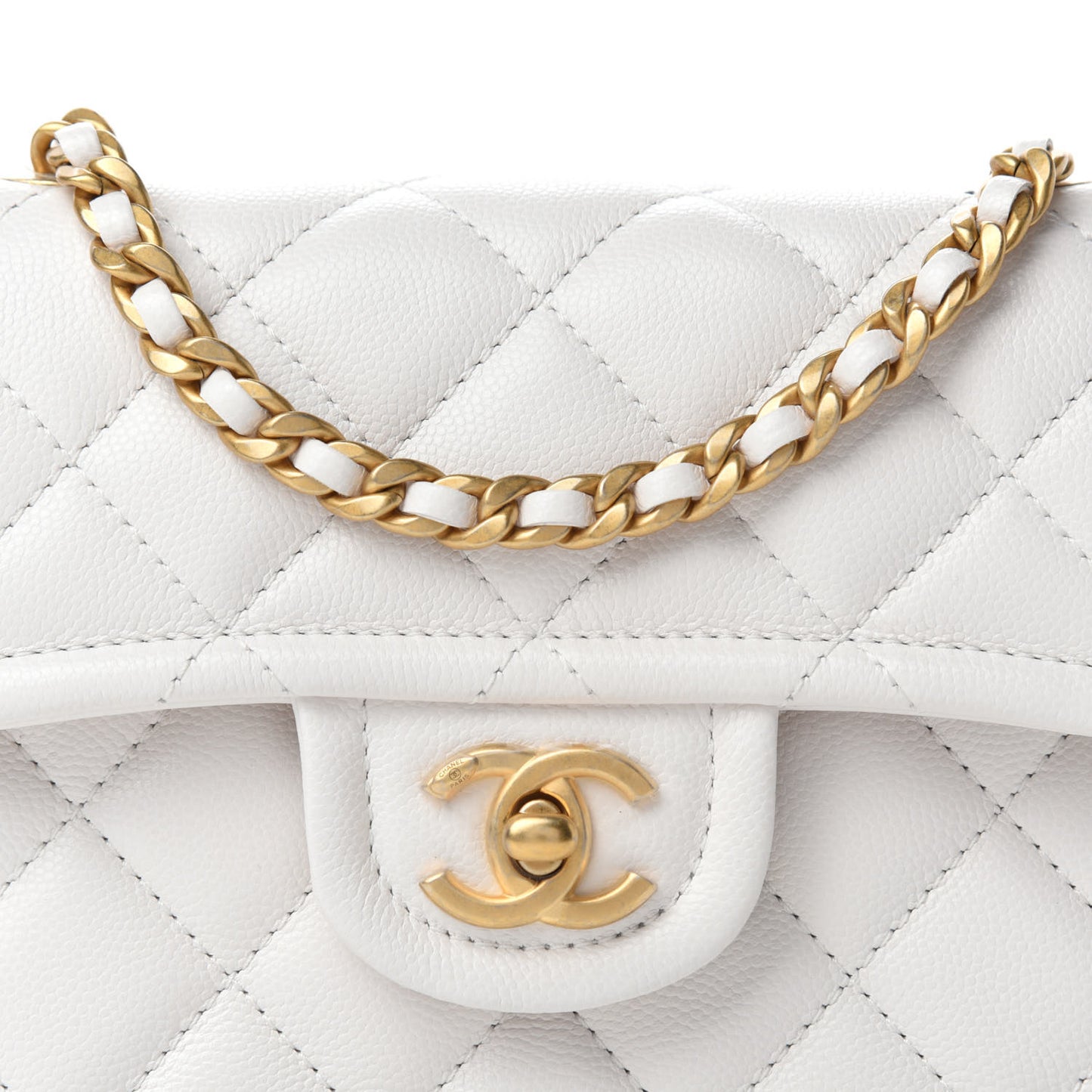 Caviar Quilted Mini Sweet Classic Flap White