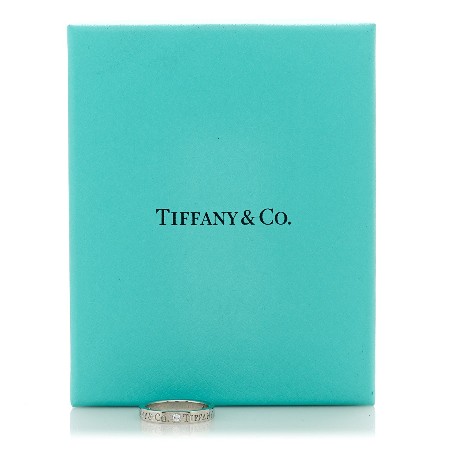 Tiffany Platinum Diamond Logo Band Ring 47 4.25 8 of 8