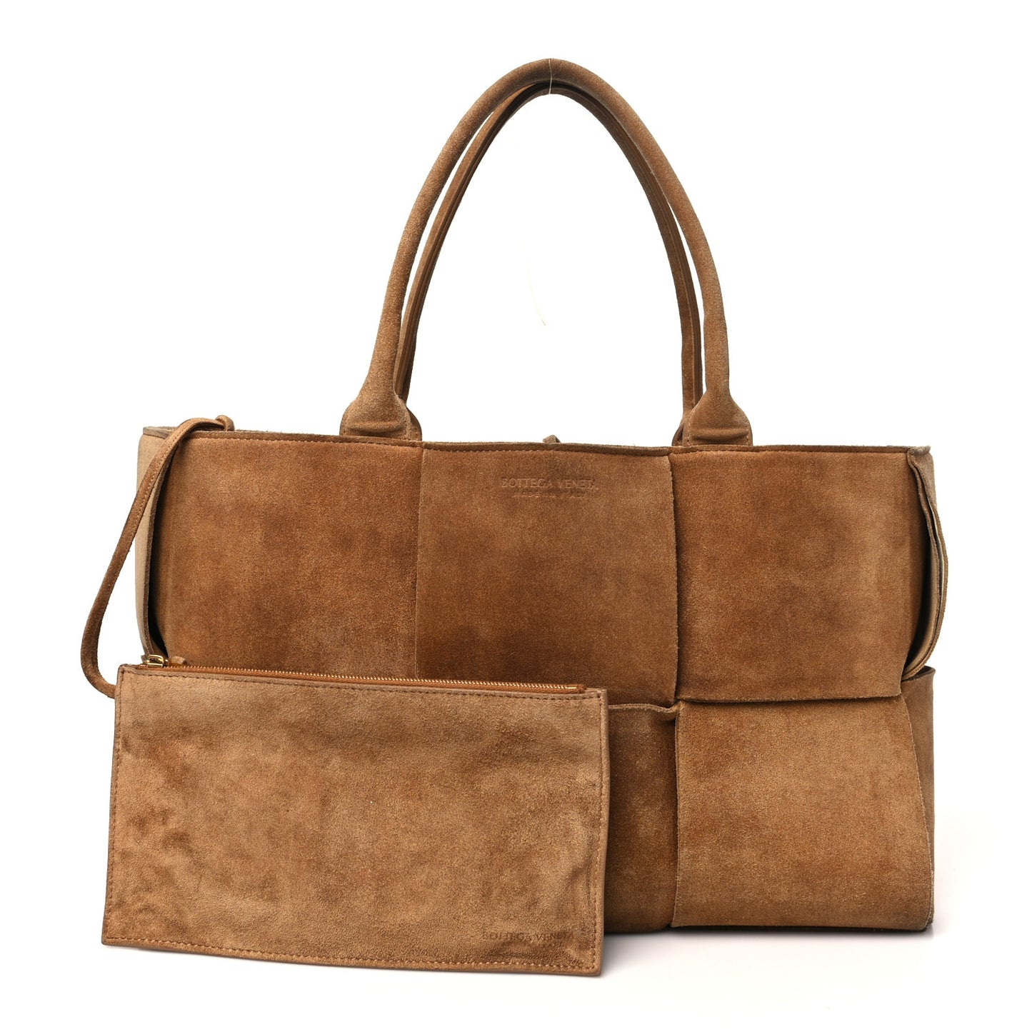 Suede Maxi Intrecciato Small Arco Tote Brown