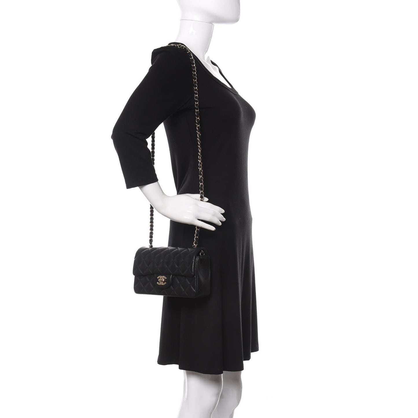 Lambskin Quilted Mini Rectangular Flap Black