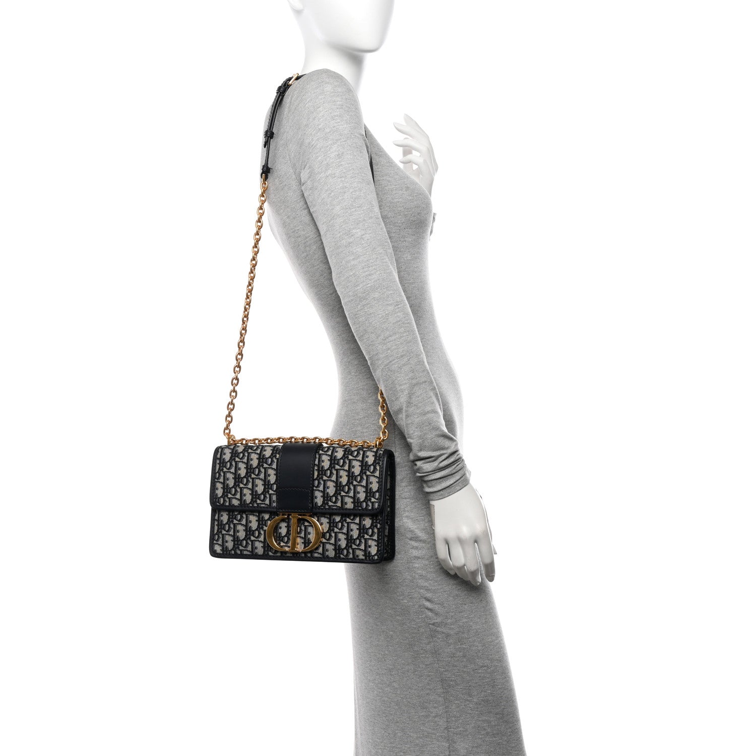 Christian Dior Oblique 30 Montaigne Chain Flap Bag Blue 2 of 15