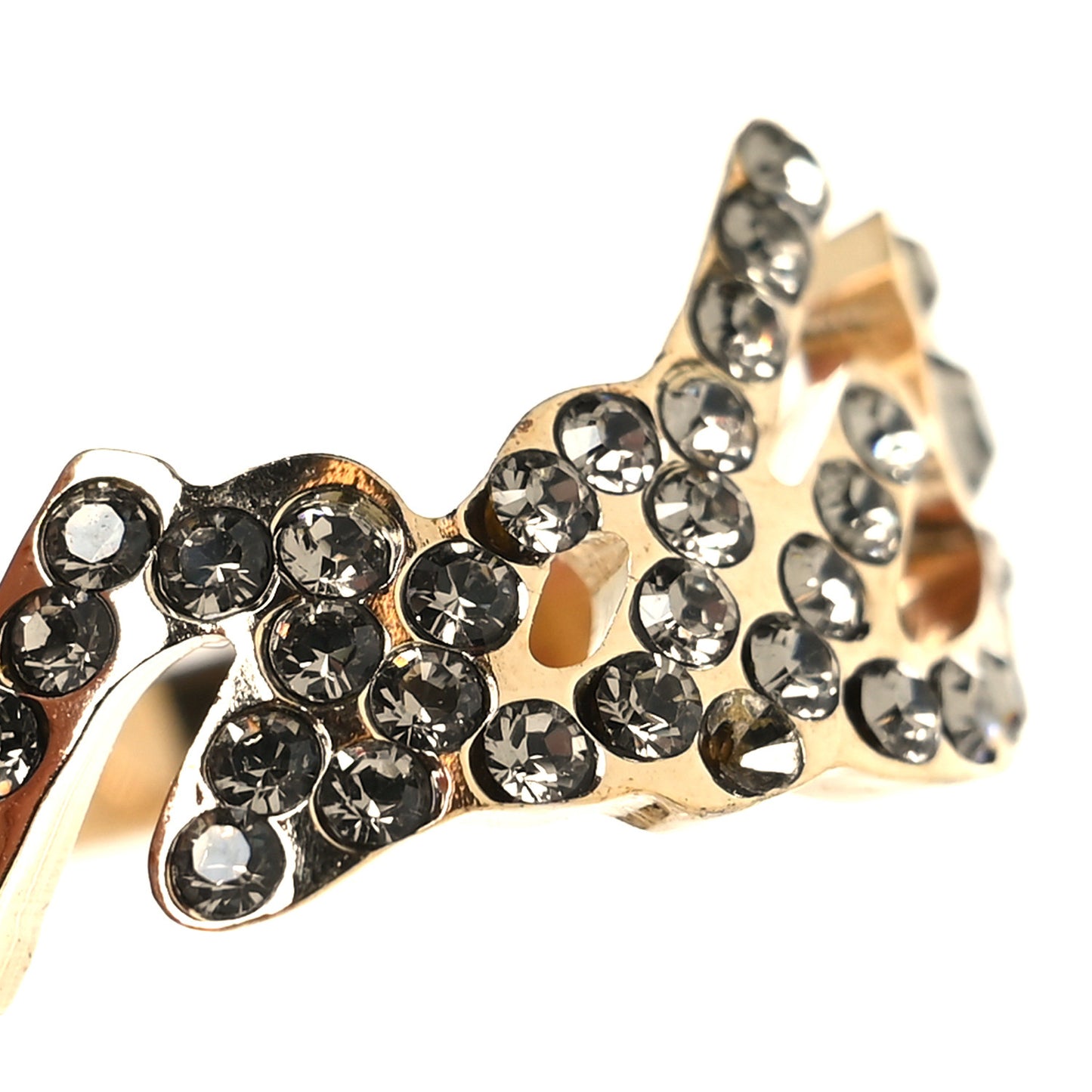 Metal Crystal Fendi Signature Ring M Gold