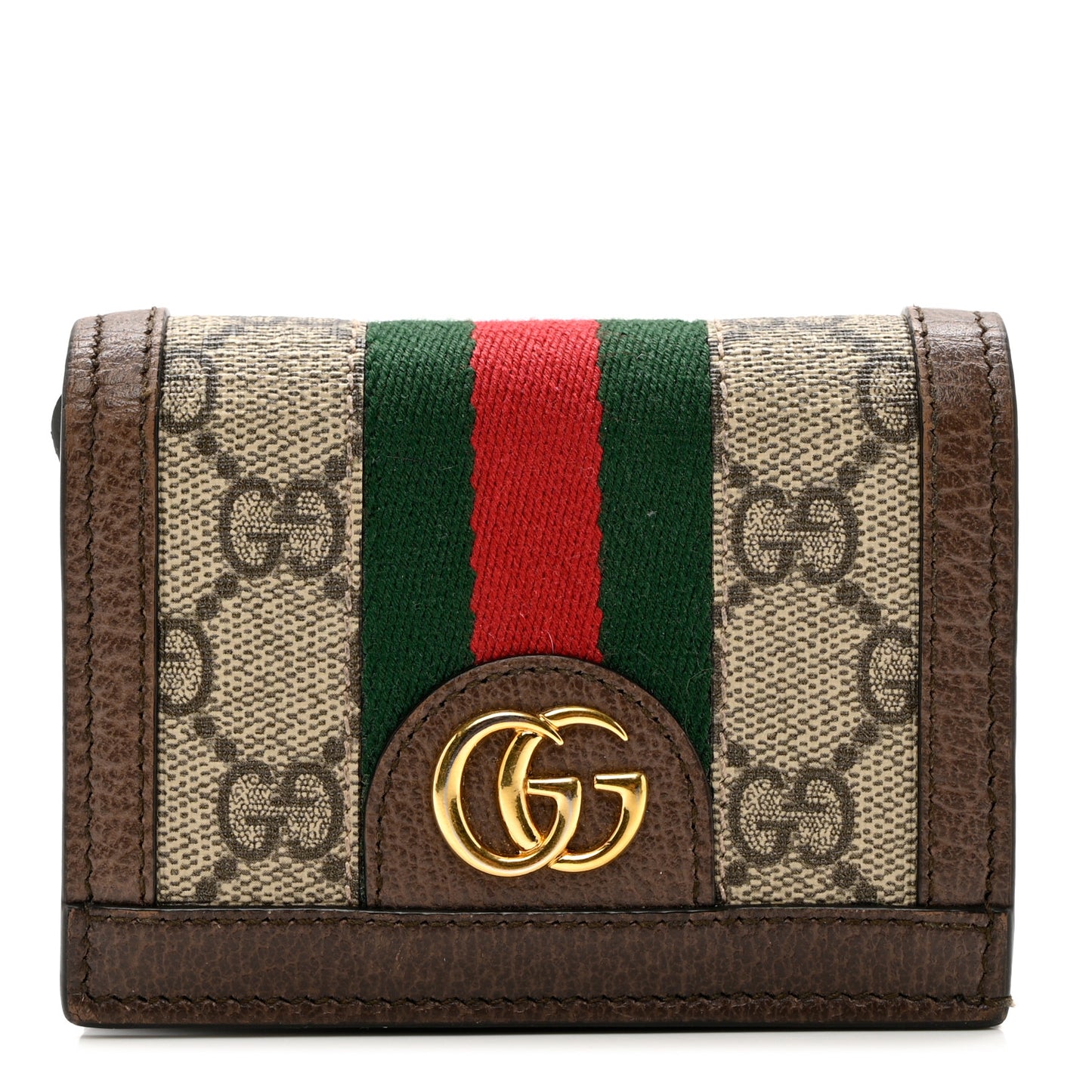 GG Supreme Monogram Web Ophidia Card Case Beige New Acero
