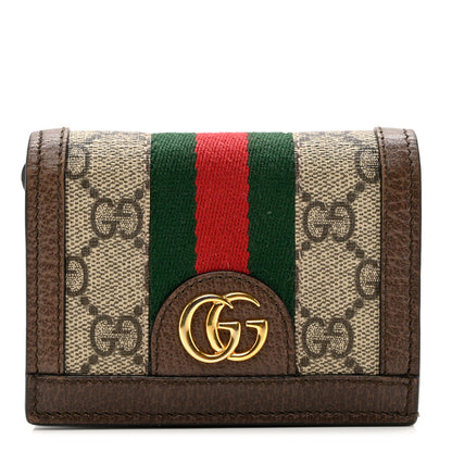 Gucci GG Supreme Monogram Web Ophidia Card Case Beige New Acero 1 of 8