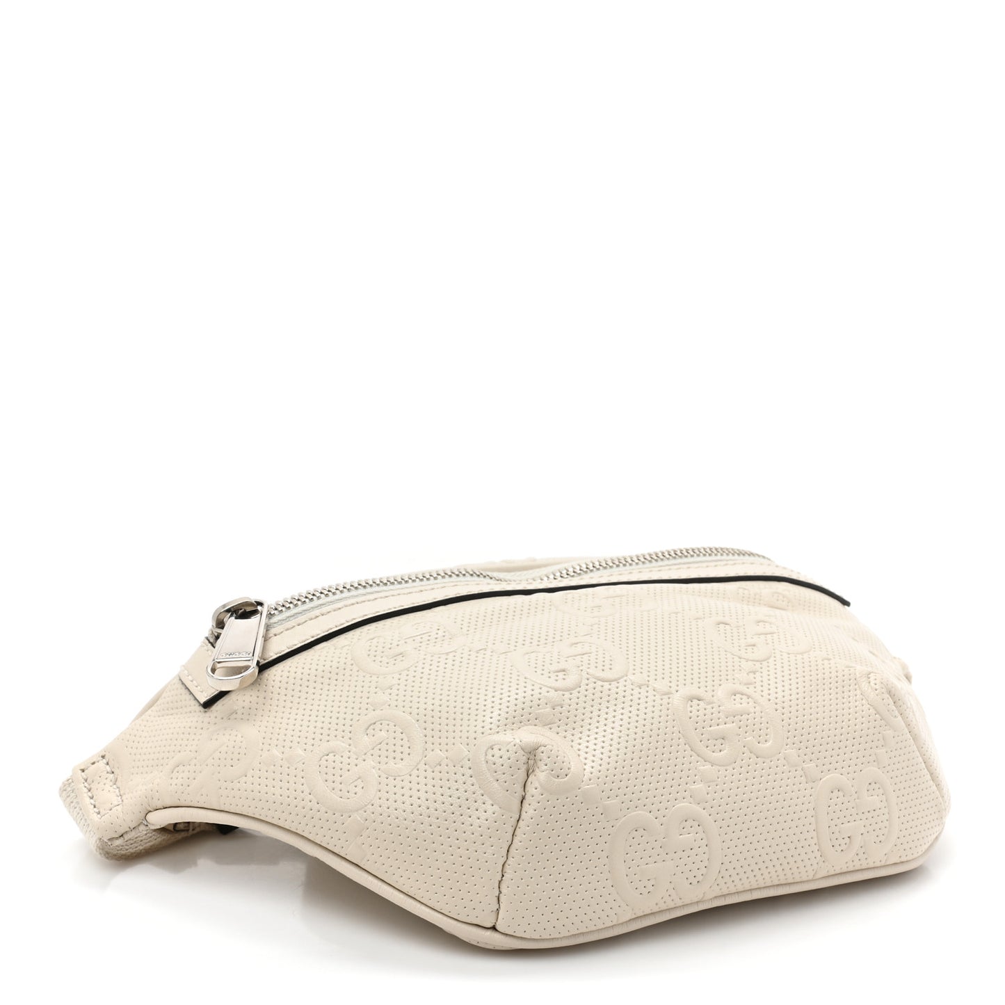 Calfskin GG Tennis Embossed Belt Bag Mystic White