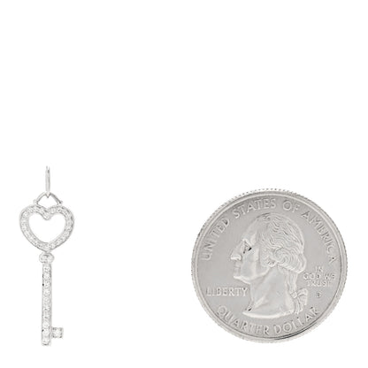 Tiffany Platinum Diamond Mini Heart Key Pendant 2 of 5