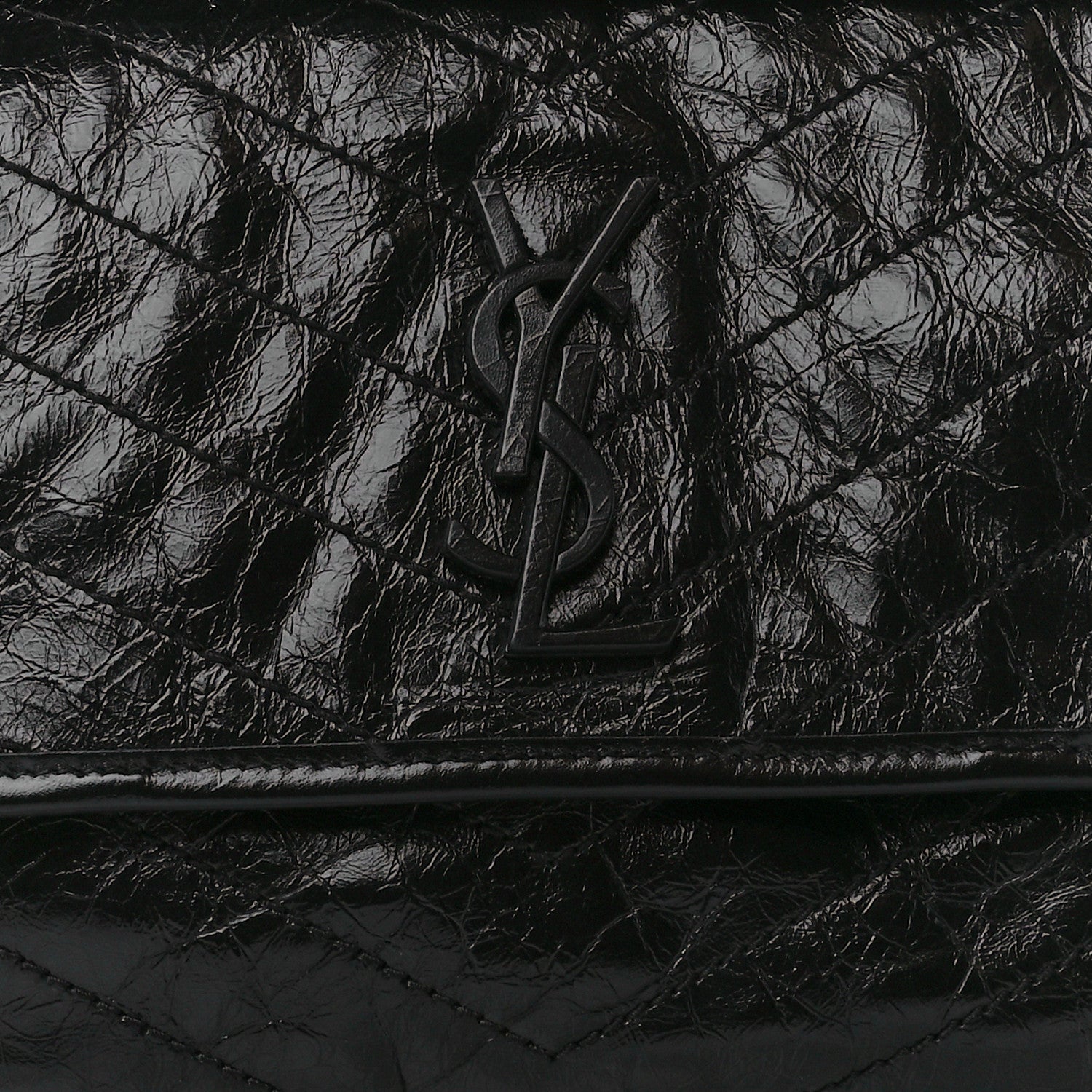 Saint Laurent Crinkled Calfskin Matelasse Monogram Medium Niki Chain Satchel Black 9 of 11