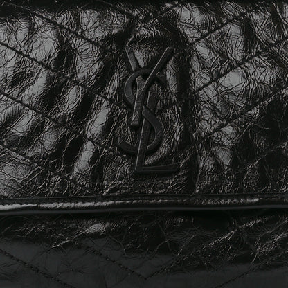 Saint Laurent Crinkled Calfskin Matelasse Monogram Medium Niki Chain Satchel Black 9 of 11