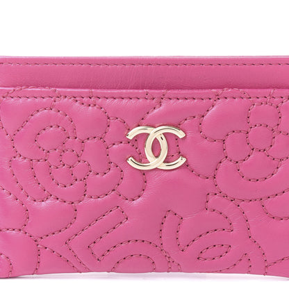 Chanel Lambskin Camellia Embossed Card Holder Fuchsia 8 of 12