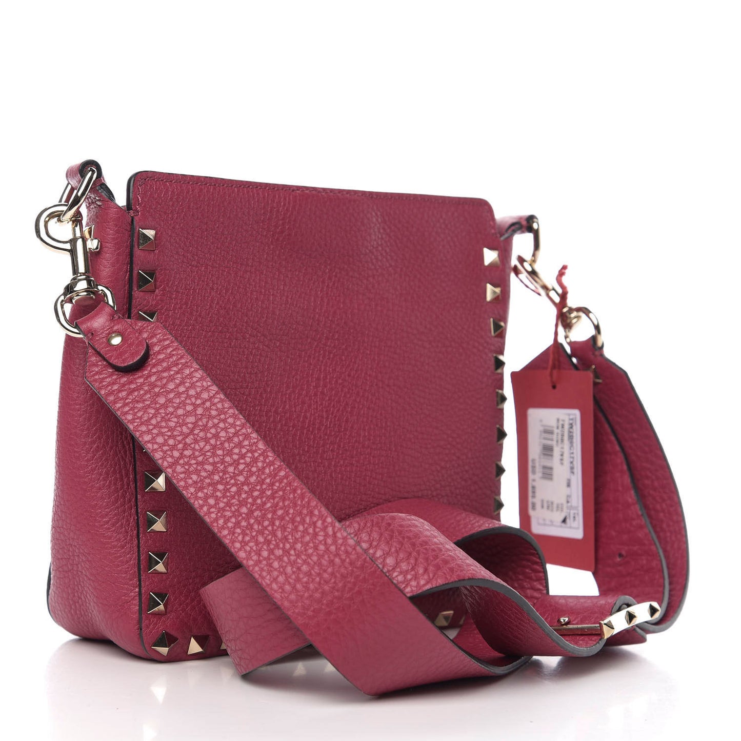 Pebbled Calfskin Mini Rockstud Flip-Lock Messenger Bag Raspberry