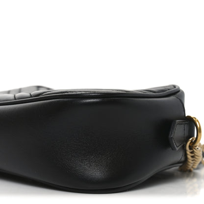 Gucci Calfskin Matelasse Small GG Marmont Chain Shoulder Bag Black 10 of 11