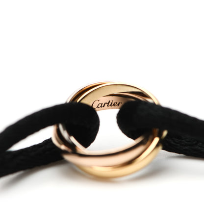 Cartier 18K Pink Yellow White Gold Trinity Adjustable Cord Bracelet Black 3 of 6