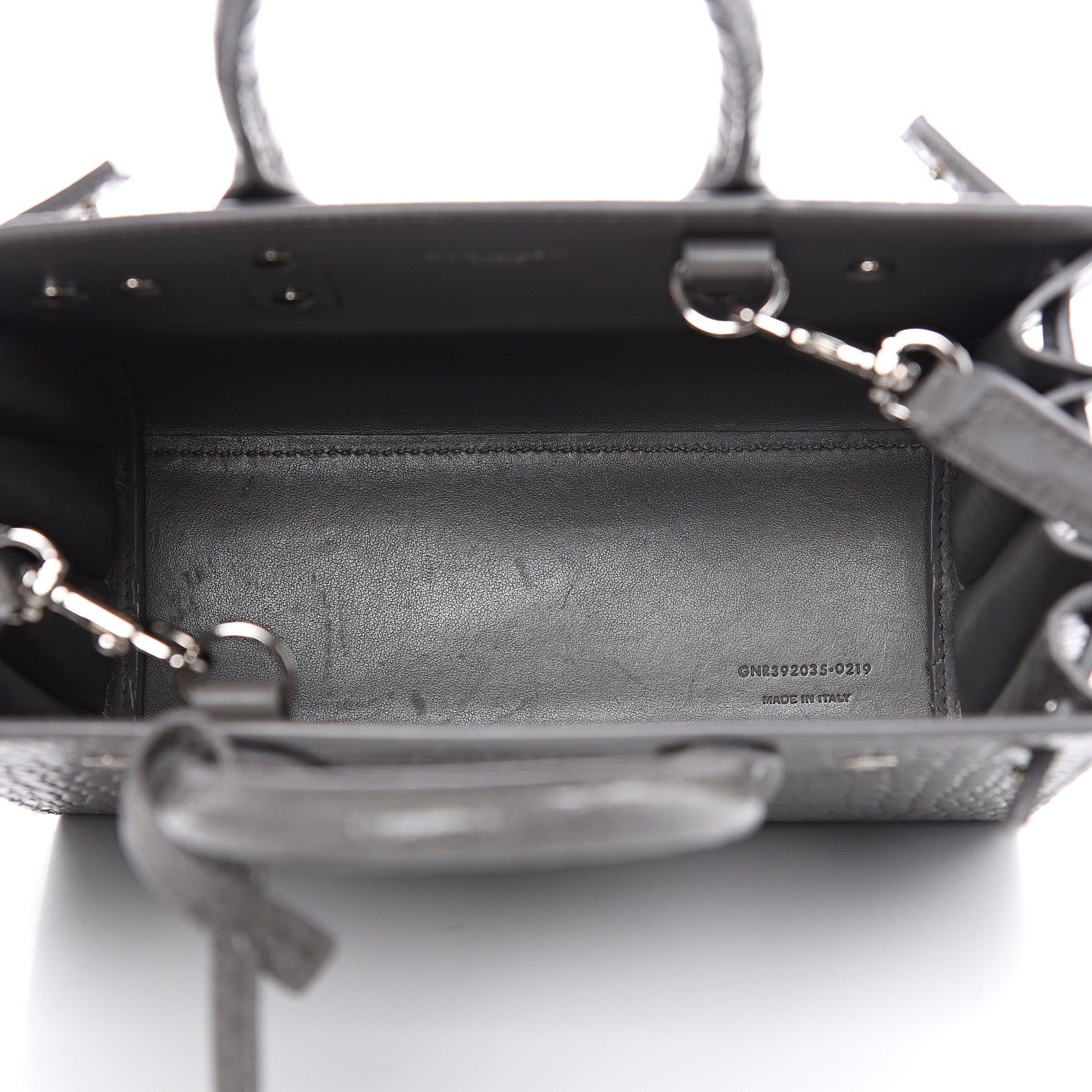 Saint Laurent Calfskin Crocodile Embossed Nano Sac De Jour Fog 4 of 9