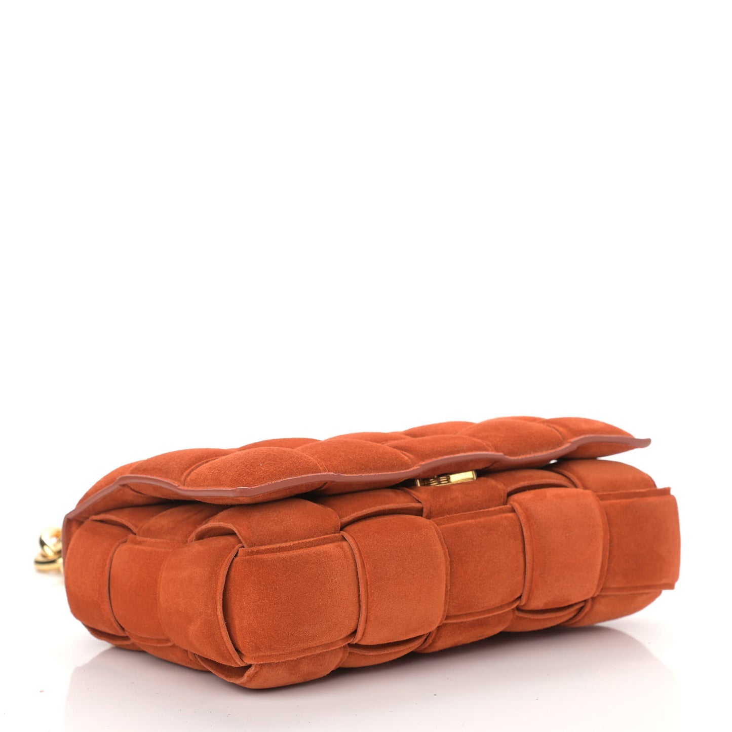 Suede Maxi Intrecciato Padded Chain Cassette Crossbody Bag