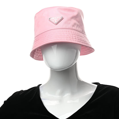 Prada Re-Nylon Metal Triangle Logo Womens Bucket Hat M Rosa 2 of 7