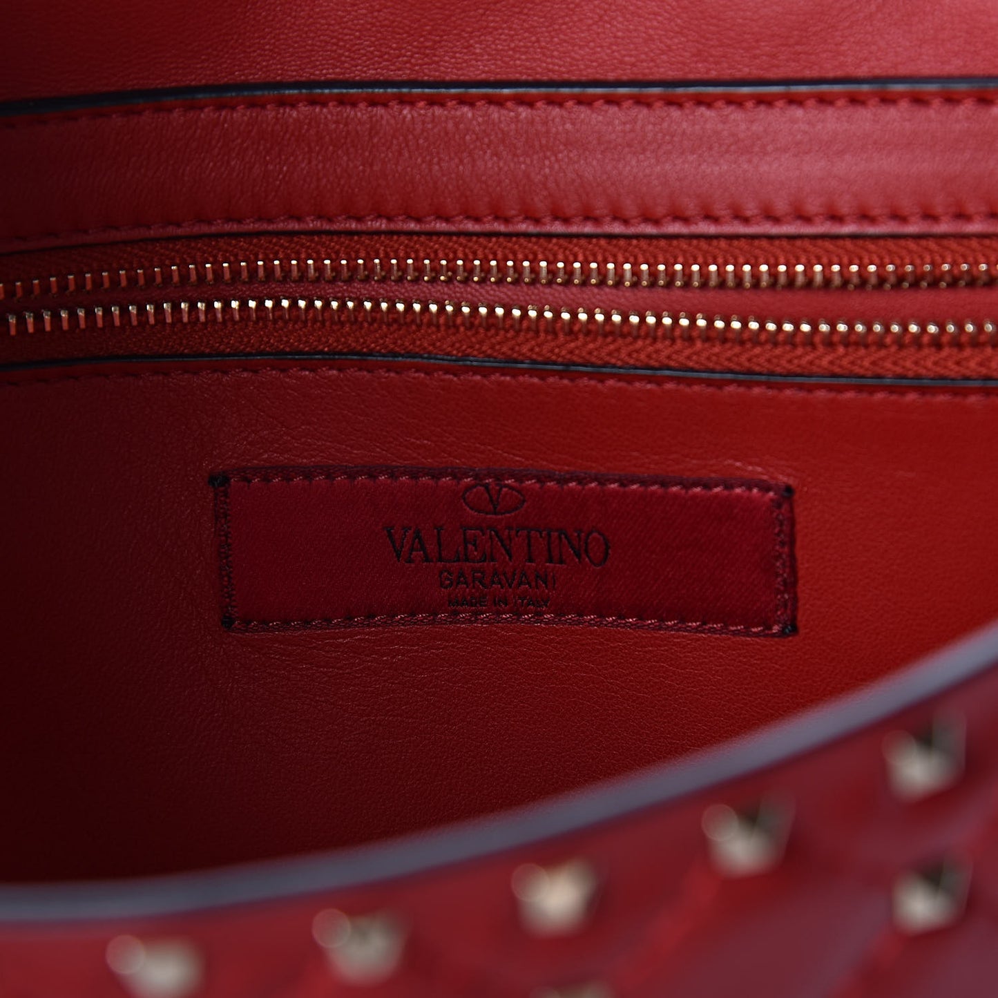 Lambskin Large Rockstud Spike Shoulder Bag Red