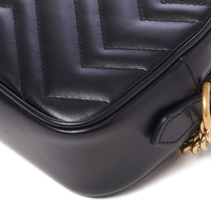 Gucci Calfskin Matelasse Mini GG Marmont Chain Shoulder Bag Black 4 of 10