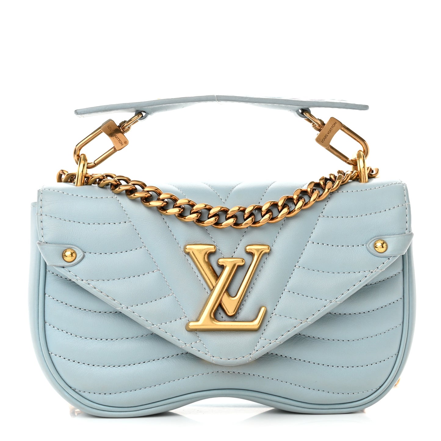 Calfskin New Wave Chain PM Porcelain Blue