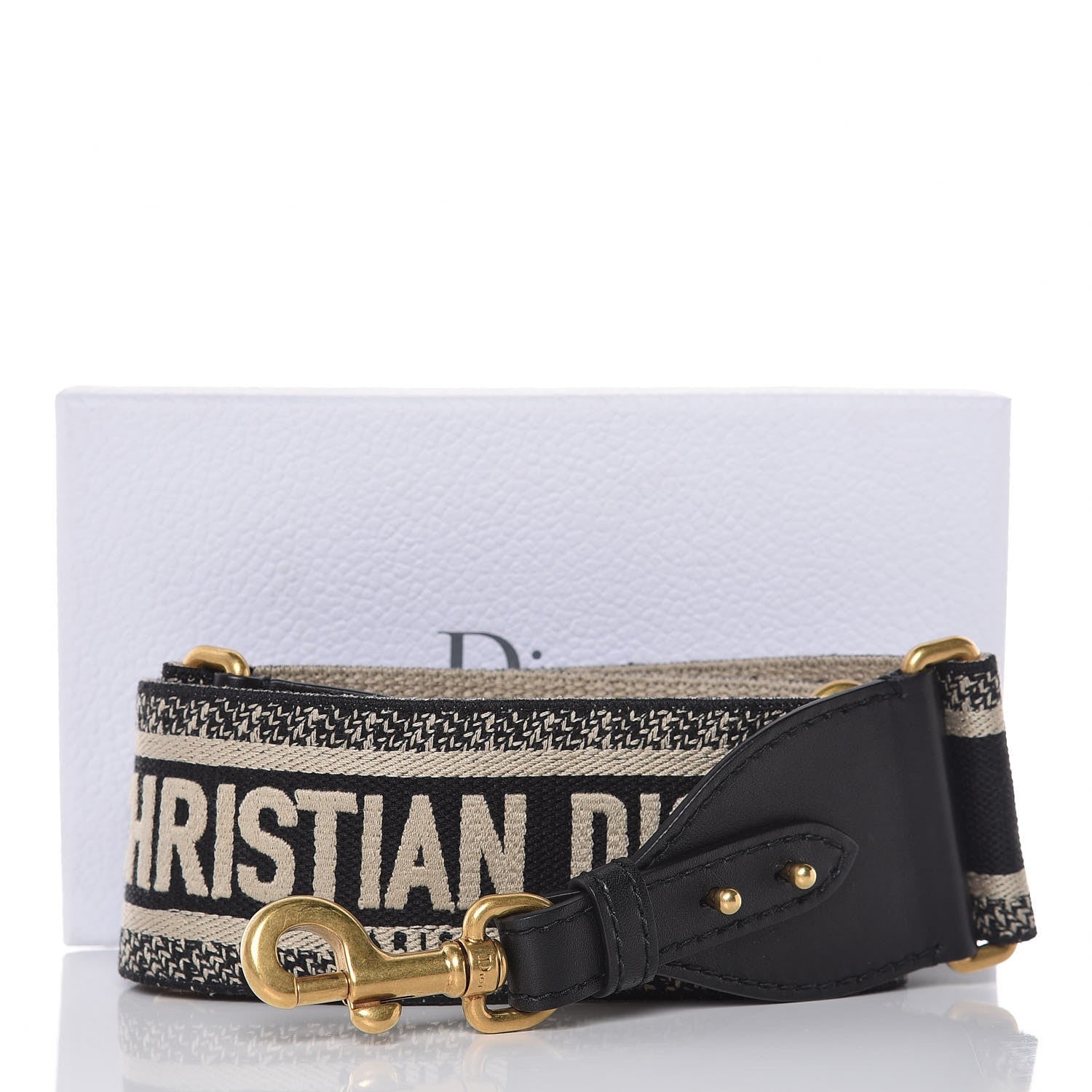 Christian Dior Canvas Embroidered Shoulder Strap Black 5 of 5