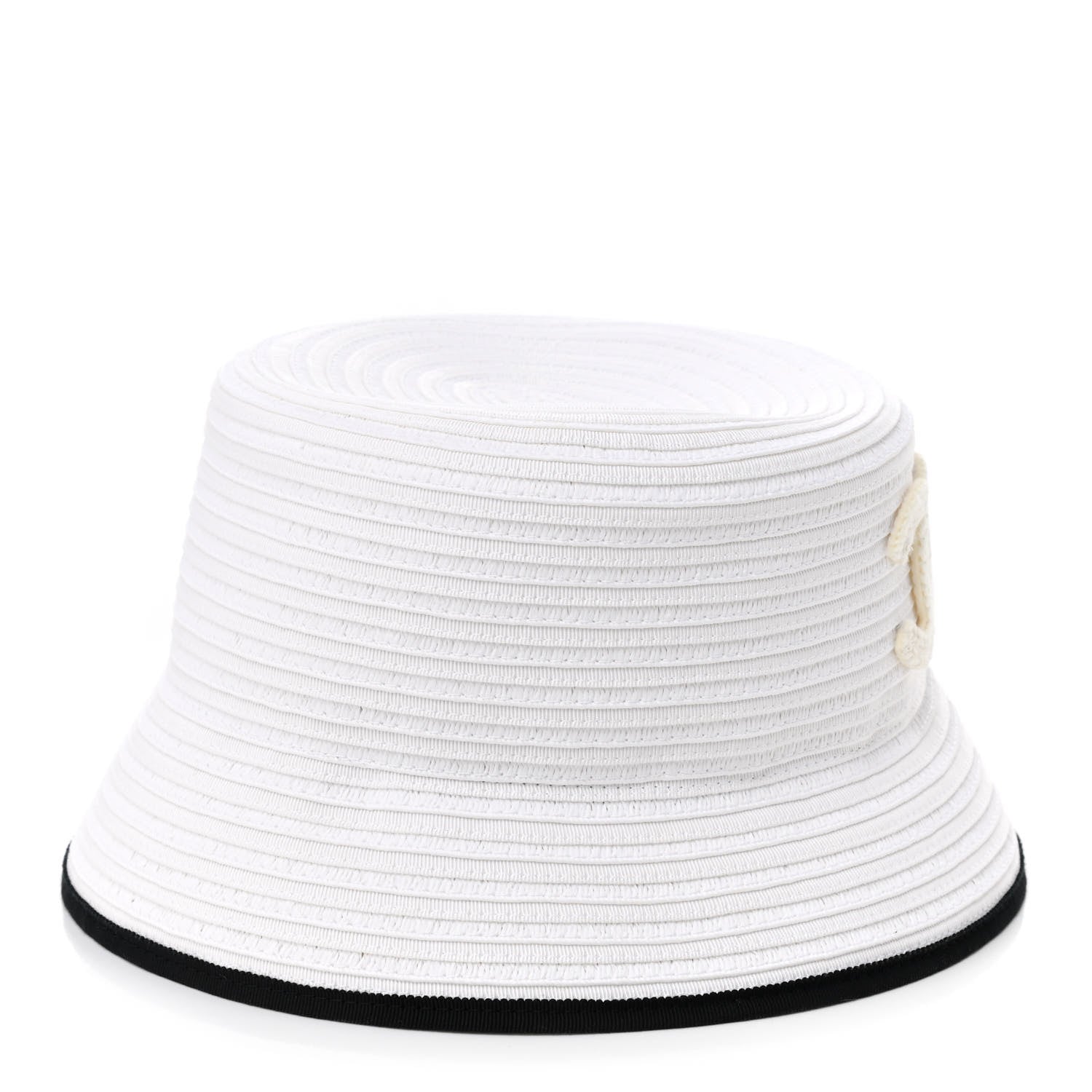 Chanel Paper Cotton CC Bucket Hat M White Black 6 of 8
