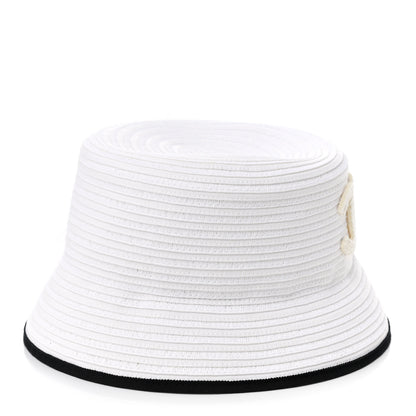 Chanel Paper Cotton CC Bucket Hat M White Black 6 of 8