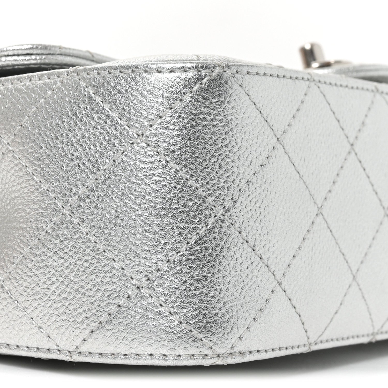 Chanel Metallic Caviar Quilted Medium CC Slide Flap Silver Silver 9 of 11