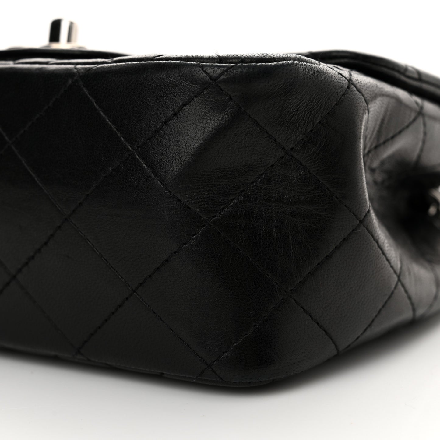 Lambskin Quilted Mini Square Flap Black