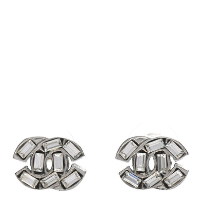 Chanel Crystal Baguette CC Earrings Silver 1 of 4