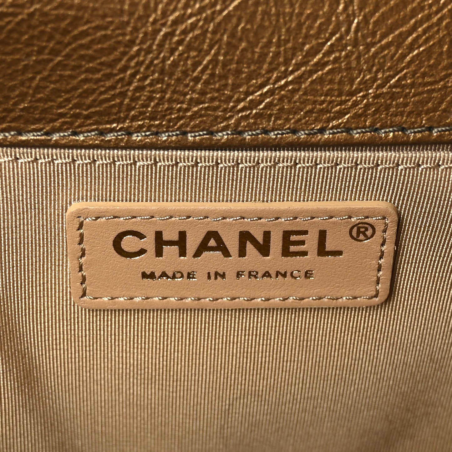 Metallic Crumpled Calfskin Quilted Medium Boy Flap Bronze
