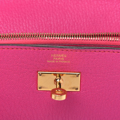 Hermes Chevre Mysore Kelly Longue Wallet Rose Shocking 6 of 21