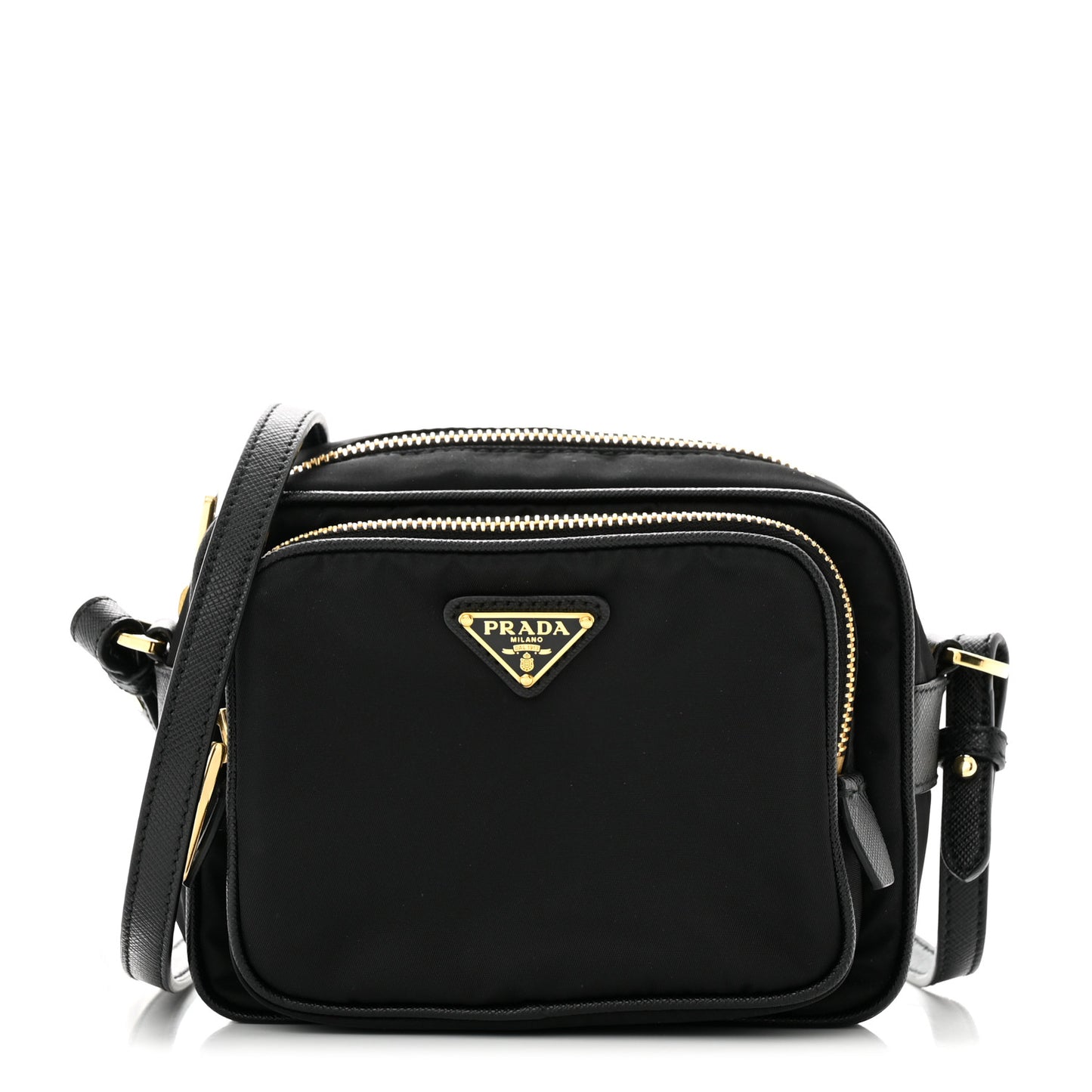 Nylon Saffiano Double Zip Camera Bag Black