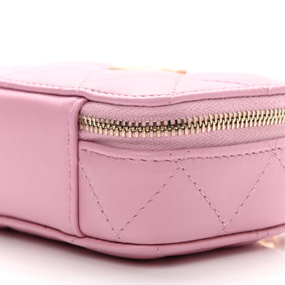 Chanel Lambskin Quilted Mini Lacquered Chain Clutch Pink 10 of 12