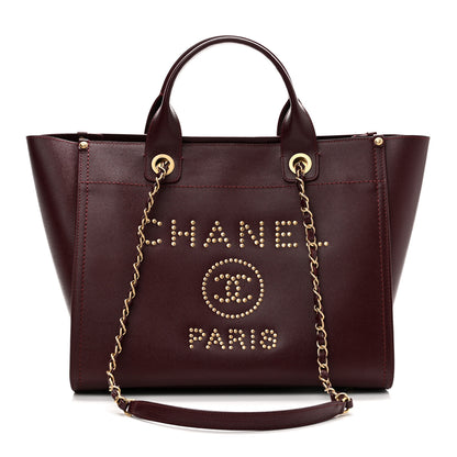Chanel Caviar Small Studded Deauville Tote Burgundy 1 of 10