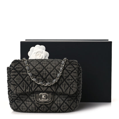 Chanel Washed Denim Quilted Small Denimpression Flap Grey Black 9 of 9