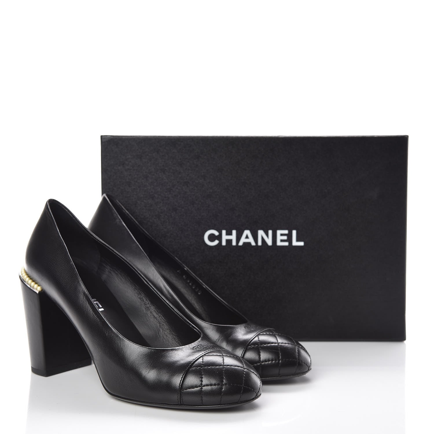 Chanel Lambskin Pearl Cap Toe Pumps 40 Black 15 of 15