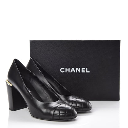 Chanel Lambskin Pearl Cap Toe Pumps 40 Black 15 of 15