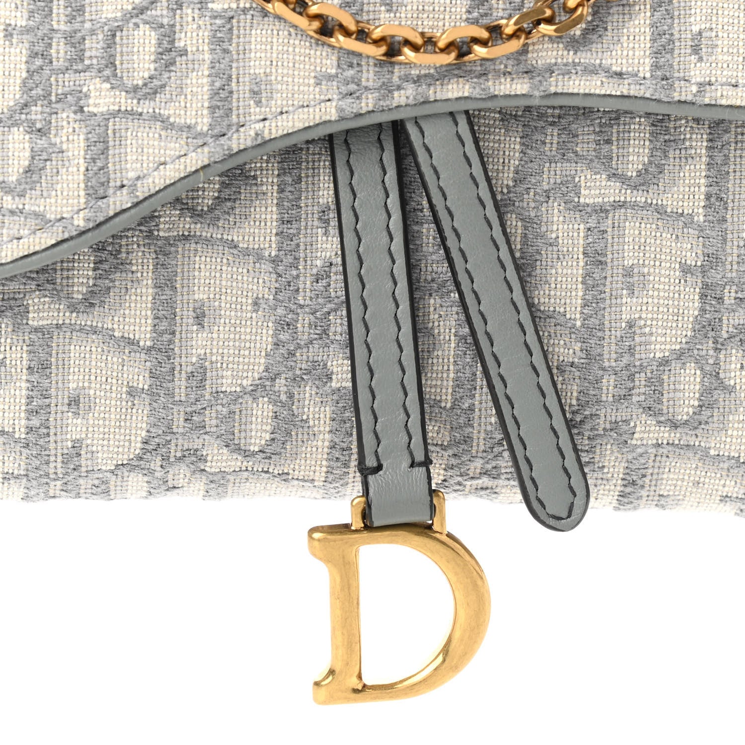 Christian Dior Oblique Saddle Chain Long Wallet Grey 9 of 12