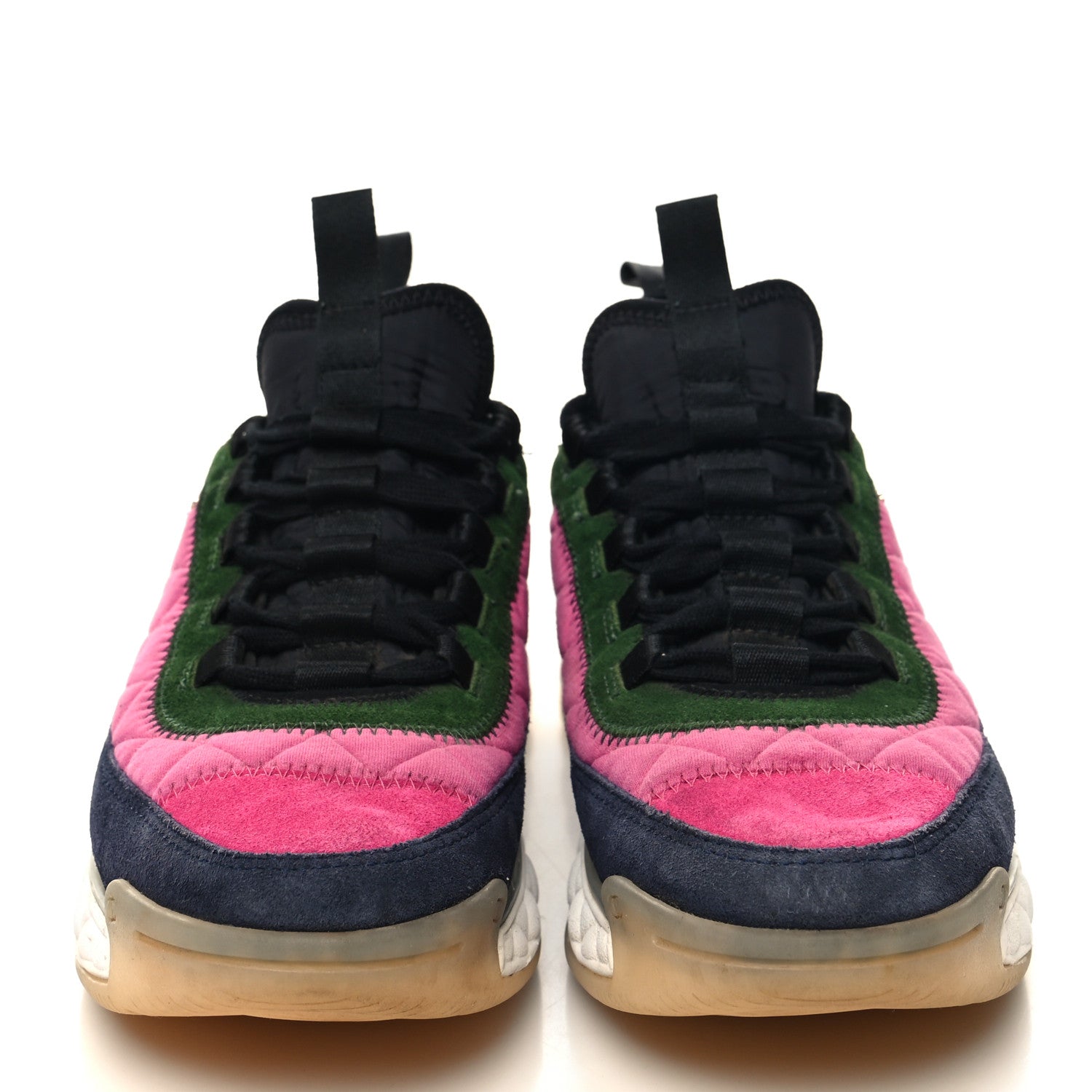 Chanel Velvet Calfskin Mixed Fibers CC Sneakers 39 Dark Pink Green 2 of 8