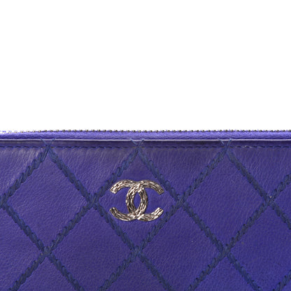 Chanel Calfskin Stitched Fancy CC Zip Around Wallet Blue 10 of 12