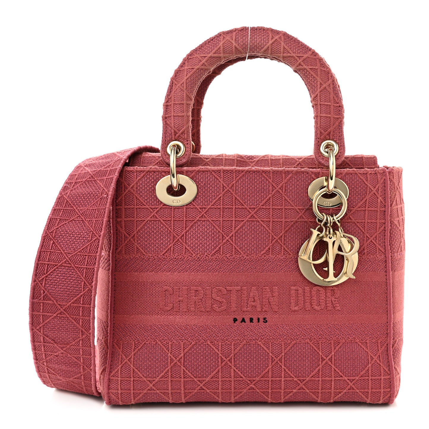 Canvas Embroidered Cannage Medium Lady D-Lite Pink