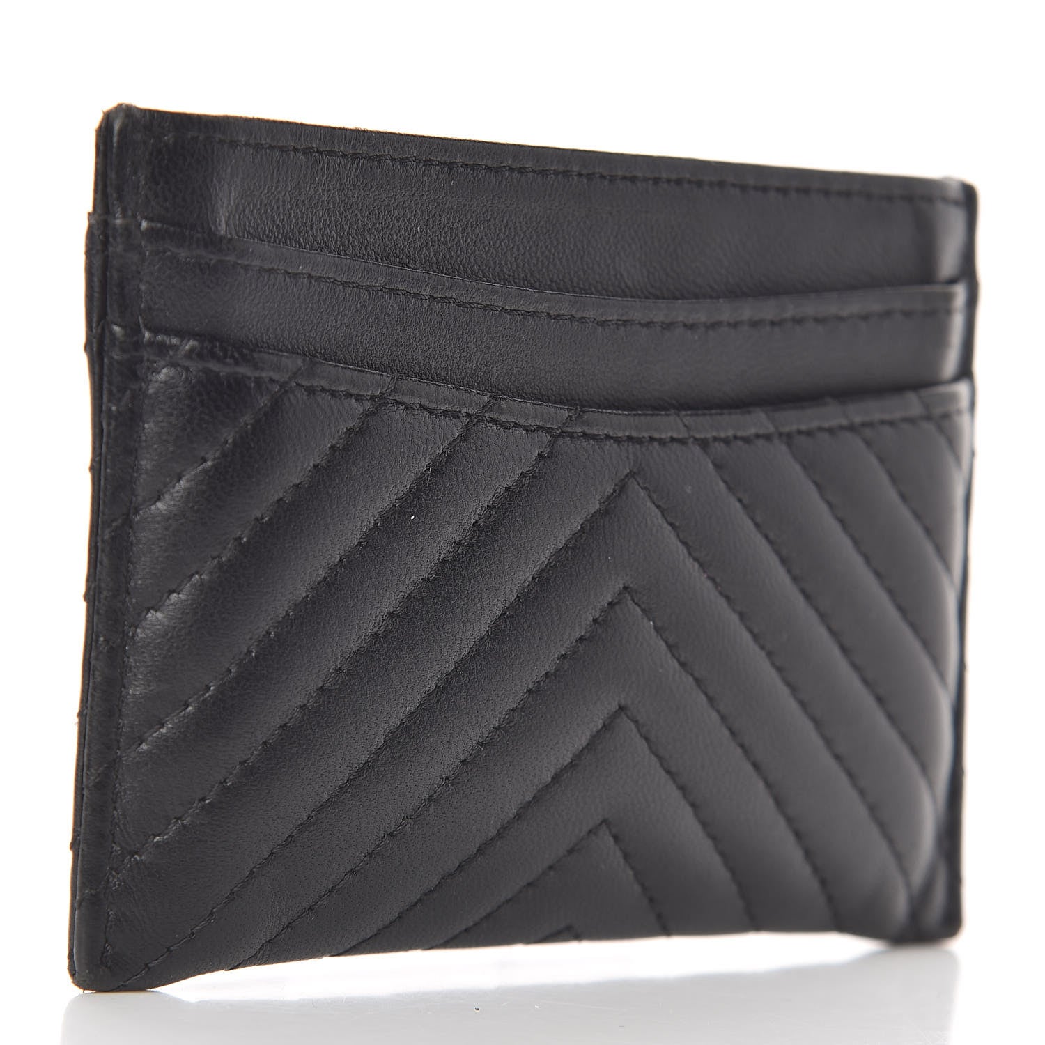 Chanel Lambskin Chevron Quilted Card Holder So Black 3 of 9