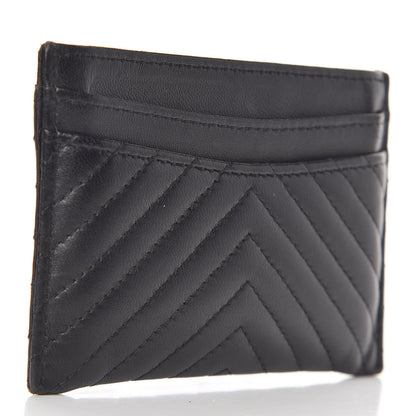 Chanel Lambskin Chevron Quilted Card Holder So Black 3 of 9