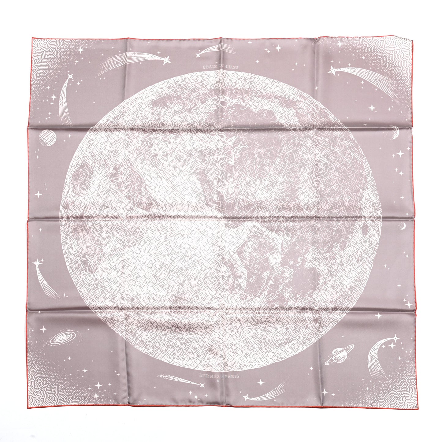 Silk Double Face Clair De Lune Scarf 90 Orange Gris White