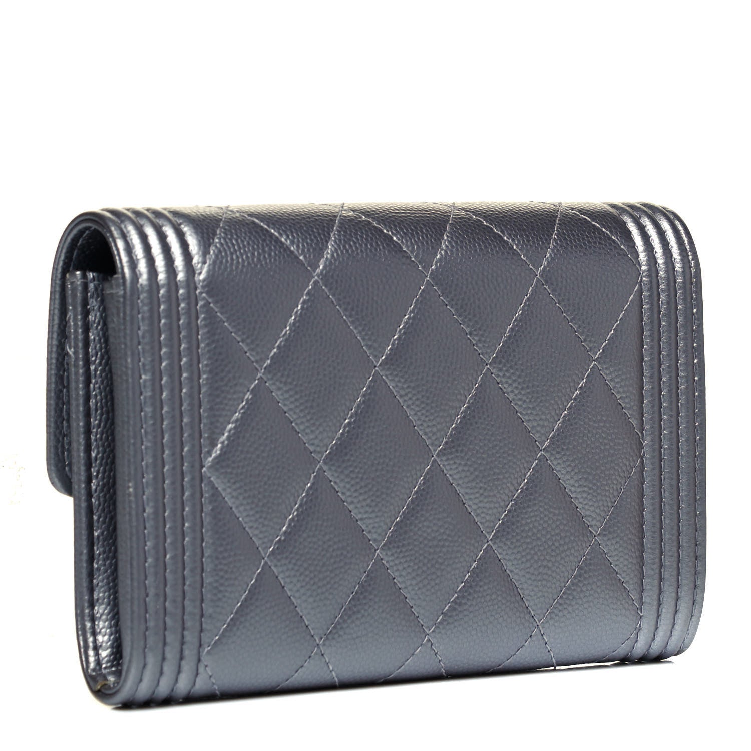 Chanel Metallic Caviar Quilted Medium Boy Flap Wallet Silver 3 of 9