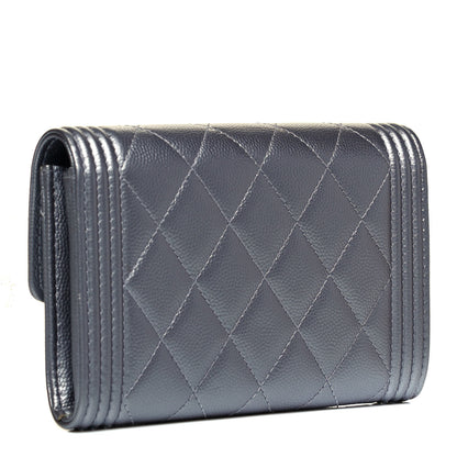 Chanel Metallic Caviar Quilted Medium Boy Flap Wallet Silver 3 of 9