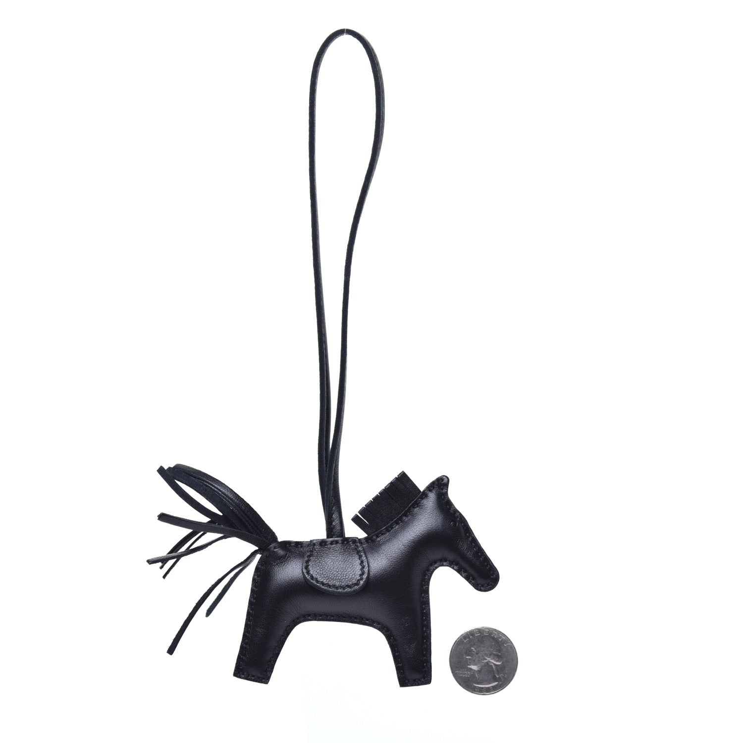 Hermes Milo Lambskin Grigri Rodeo Horse Bag Charm PM So Black 2 of 4