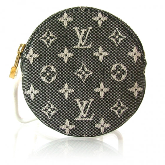 Louis Vuitton Mini Lin Round Coin Purse Holder Black 1 of 7