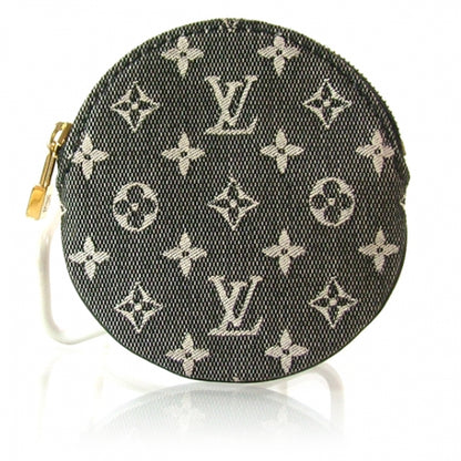 Louis Vuitton Mini Lin Round Coin Purse Holder Black 1 of 7