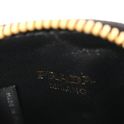 Prada Saffiano Triangle Zip Around Mini Pouch Black 6 of 9